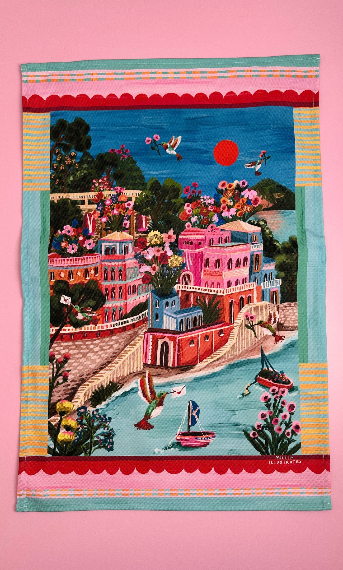 Portofino Hummingbirds Tea Towel