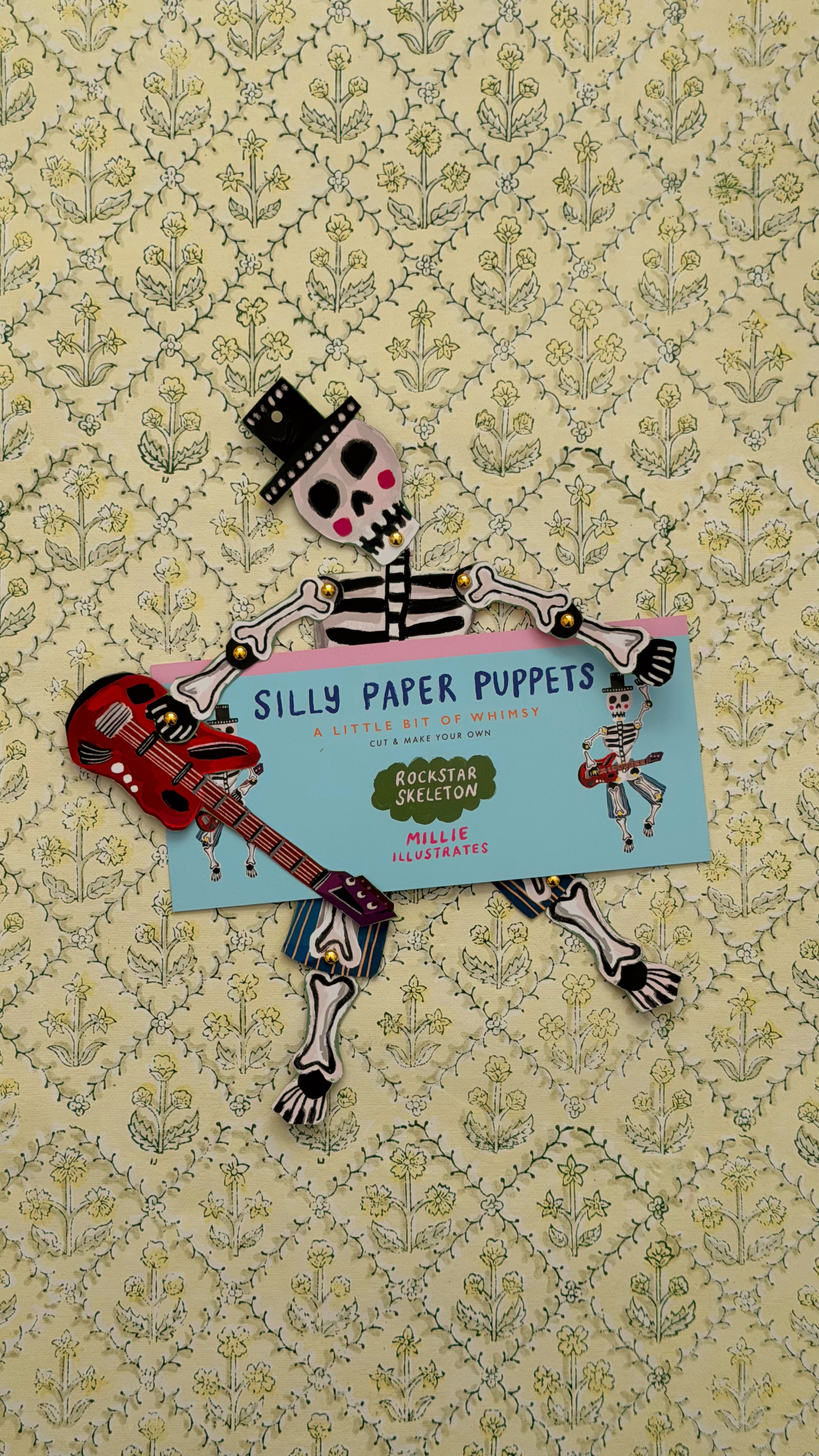 Silly Paper Puppet - Rockstar Skeleton