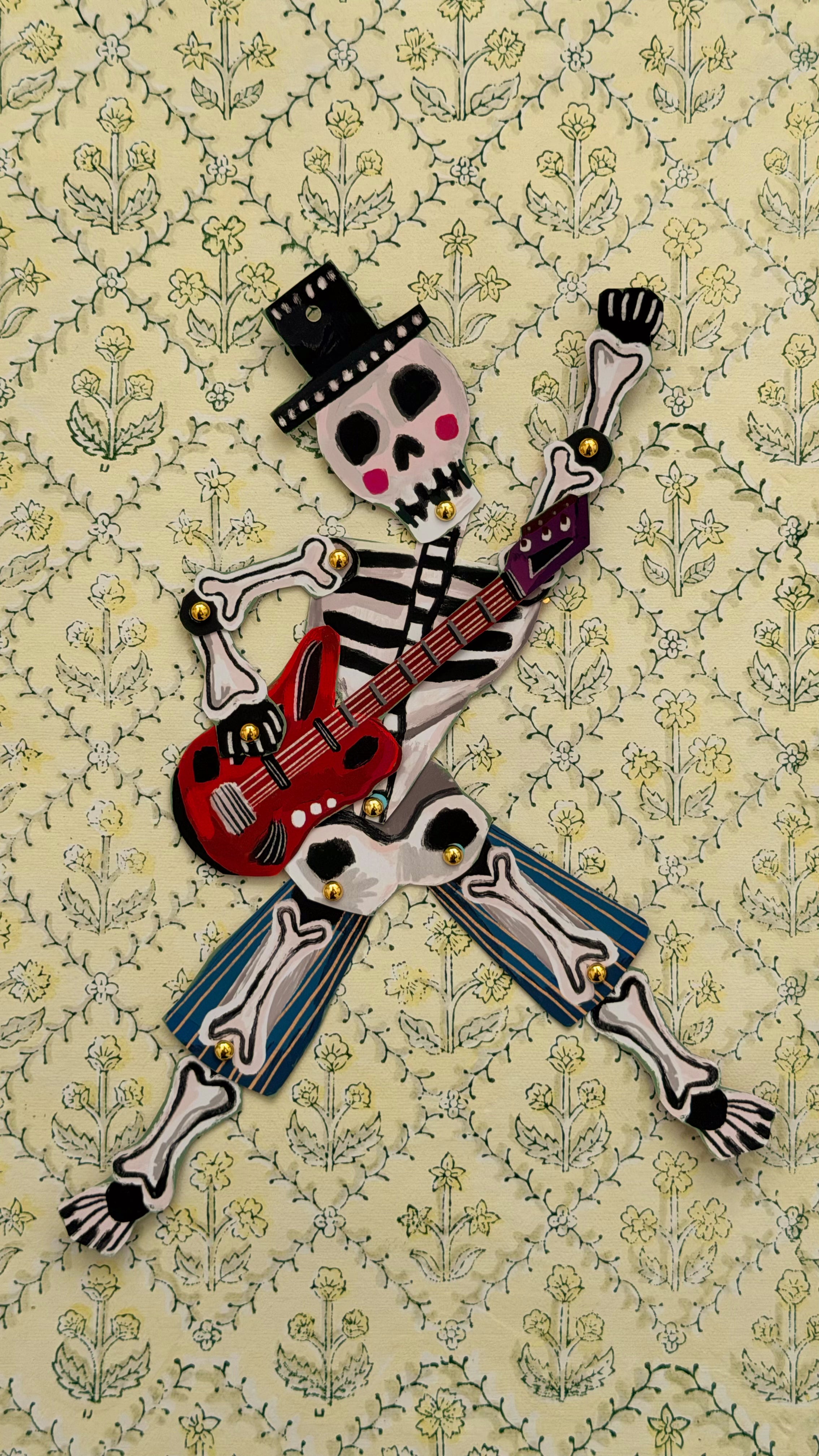 Silly Paper Puppet - Rockstar Skeleton