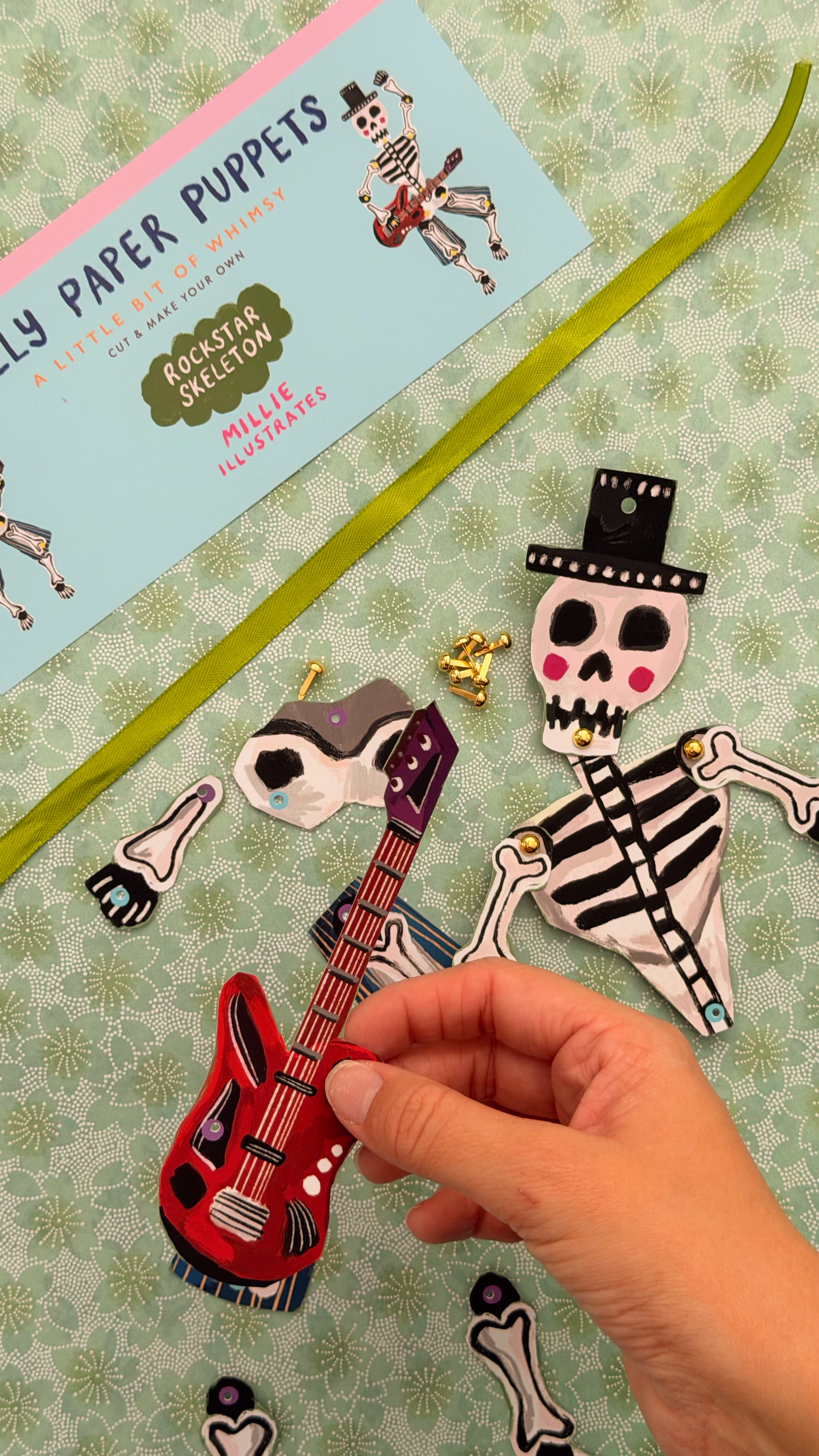 Silly Paper Puppet - Rockstar Skeleton