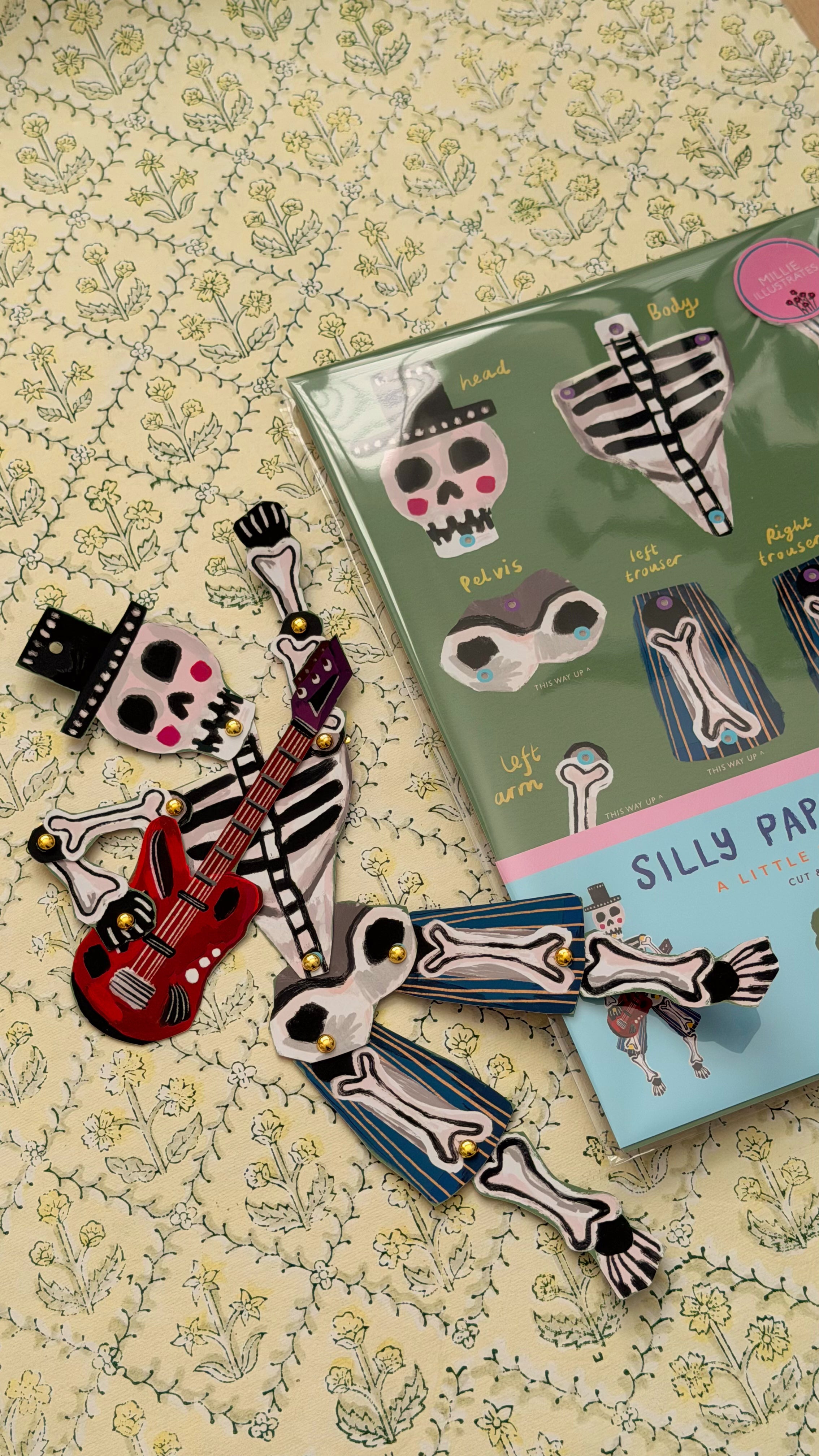 Silly Paper Puppet - Rockstar Skeleton