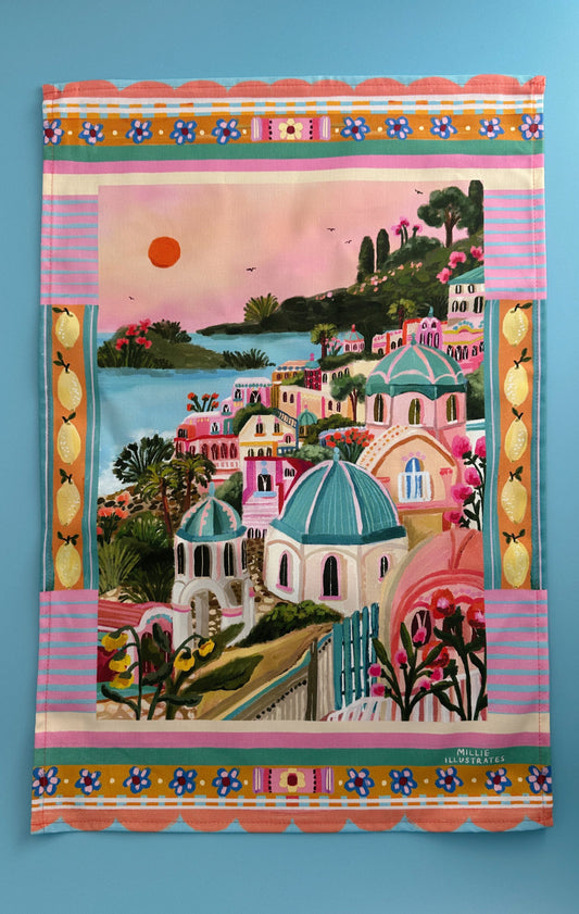 Santorini Sun Tea Towel
