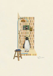 Rockhopper Penguin in the Shower