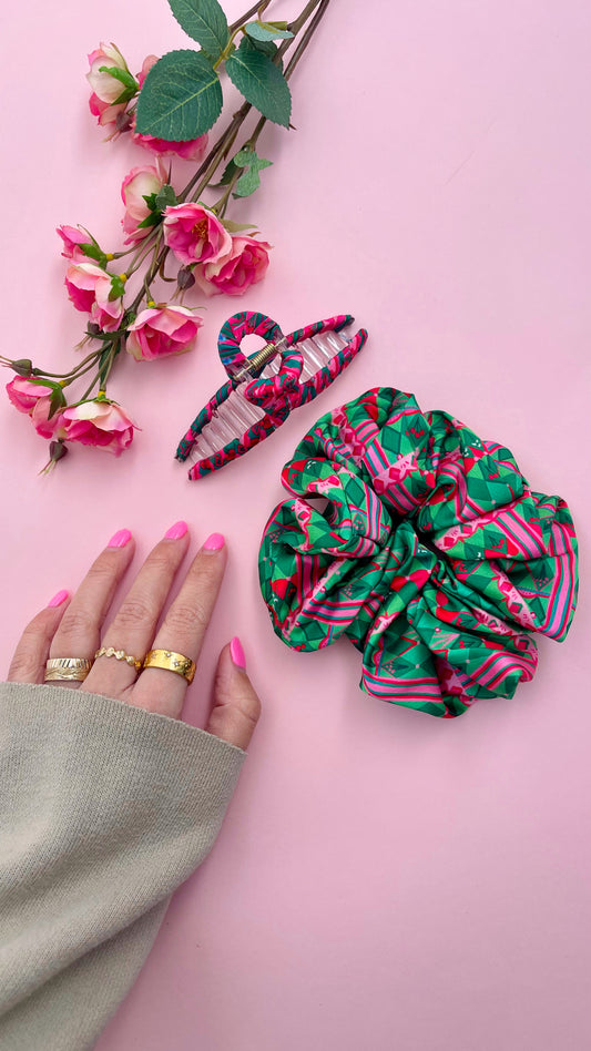Scrunchie & hair clip bundle - Green